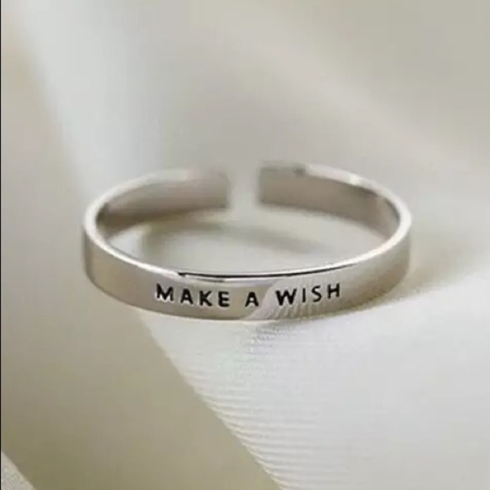 NEW! 925 Sterling Silver Adjustable “Make a Wish” Engraved Trendy Polished Ring!
